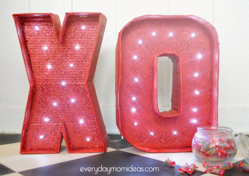 Cardboard Valentines Marquee XO Sign